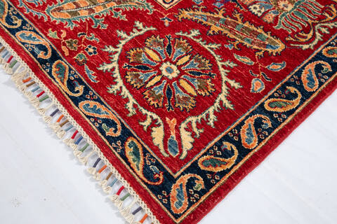 Chobi Red Hand Knotted 57 X 75 Area Rug 700-146965 Image 3