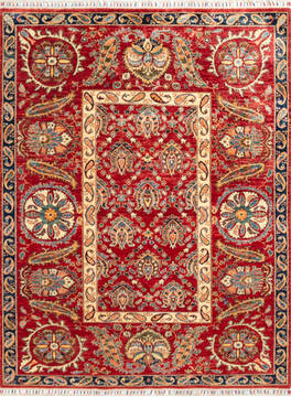 Afghan Chobi Red Rectangle 5x7 ft Wool Carpet 146965