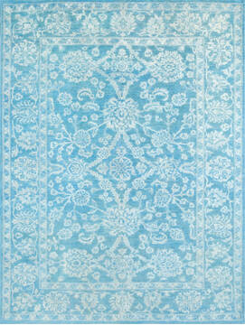 Afghan Chobi Blue Rectangle 5x8 ft Wool and Silk Carpet 146967