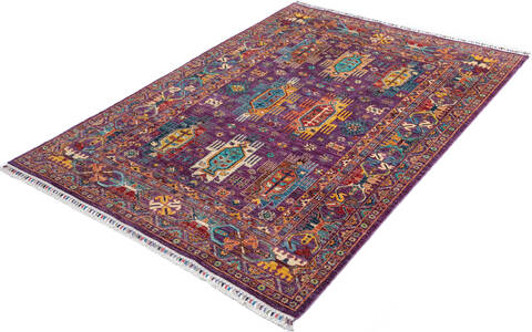 Chobi Purple Hand Knotted 59 X 80 Area Rug 700-146972 Image 2