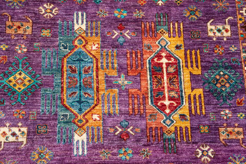 Chobi Purple Hand Knotted 59 X 80 Area Rug 700-146972 Image 5