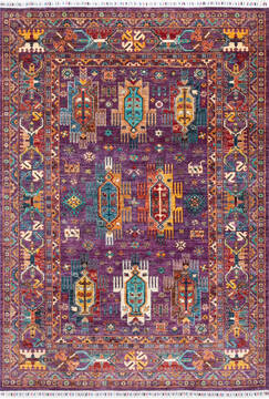 Afghan Chobi Purple Rectangle 5x8 ft Wool Carpet 146972