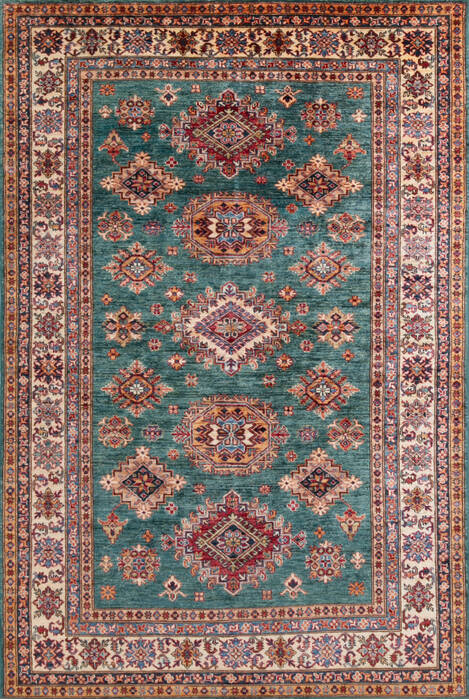 Kazak Green Hand Knotted 55 X 83 Area Rug 700-146974 Image 0