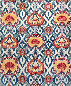 Afghan Chobi White Rectangle 8x10 ft Wool Carpet 146999