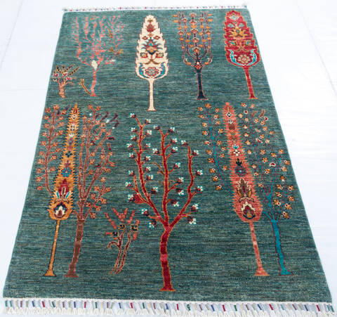 Chobi Green Hand Knotted 35 X 54 Area Rug 700-147006 Image 1
