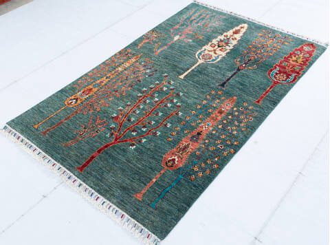 Chobi Green Hand Knotted 35 X 54 Area Rug 700-147006 Image 2