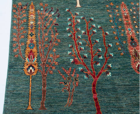 Chobi Green Hand Knotted 35 X 54 Area Rug 700-147006 Image 4