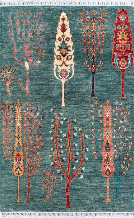 Chobi Green Hand Knotted 35 X 54 Area Rug 700-147006 Image 0