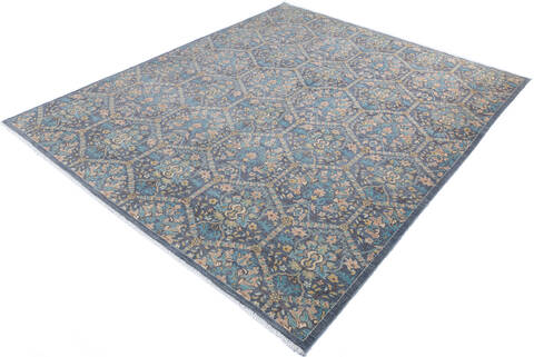 Chobi Blue Hand Knotted 80 X 98 Area Rug 700-147007 Image 2