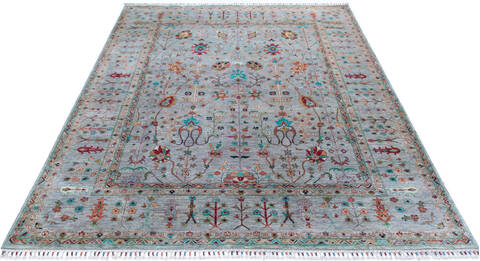 Chobi Grey Hand Knotted 81 X 100 Area Rug 700-147009 Image 1