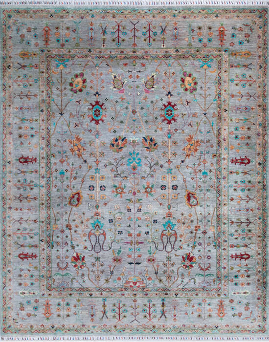 Chobi Grey Hand Knotted 81 X 100 Area Rug 700-147009 Image 0