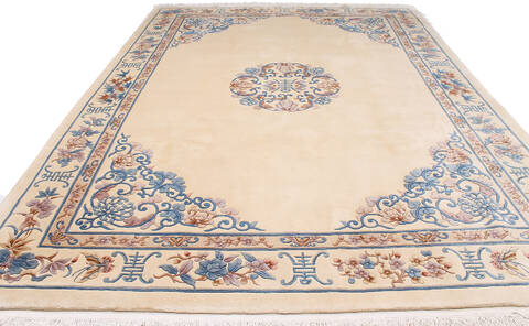 Asian Inspired Beige Hand Knotted 90 X 120 Area Rug 254-147018 Image 1