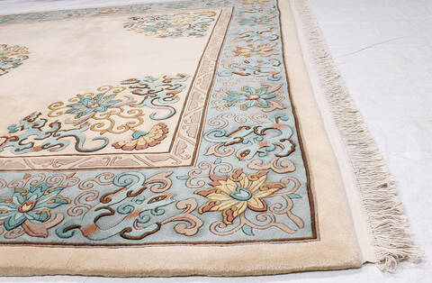 Asian Inspired Beige Hand Knotted 120 X 90 Area Rug 254-147019 Image 3