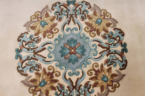 Asian Inspired Beige Hand Knotted 120 X 90 Area Rug 254-147019 Image 4