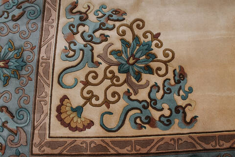 Asian Inspired Beige Hand Knotted 120 X 90 Area Rug 254-147019 Image 5