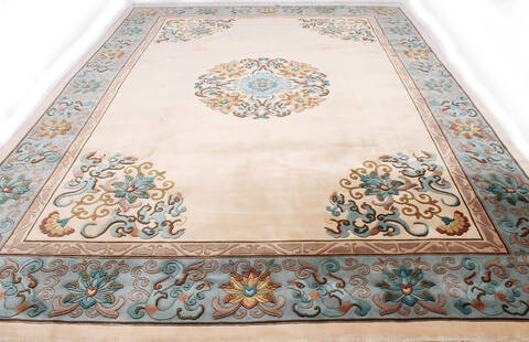 Asian Inspired Beige Hand Knotted 120 X 90 Area Rug 254-147019 Image 7