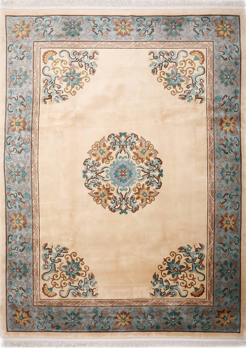 Asian Inspired Beige Hand Knotted 120 X 90 Area Rug 254-147019 Image 0