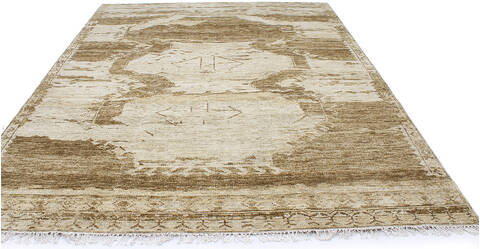 Geometric Brown Hand Knotted 80 X 100 Area Rug 254-147020 Image 1