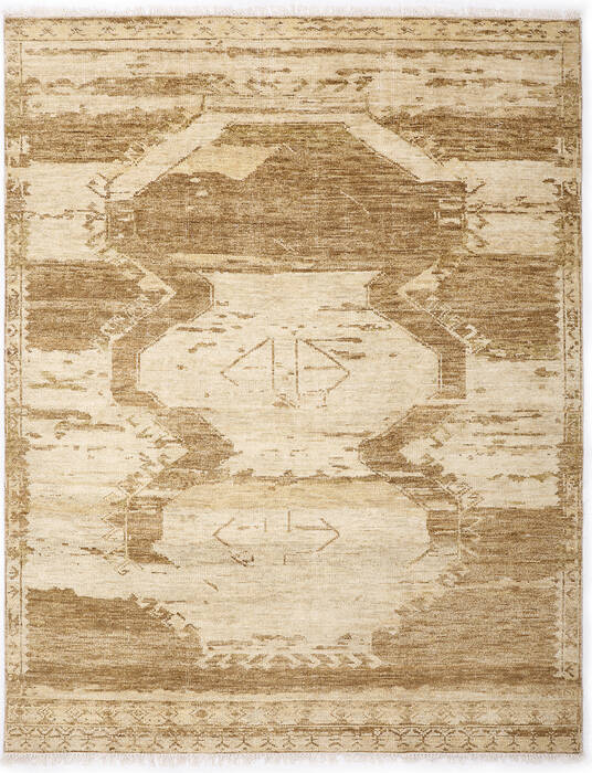 Geometric Brown Hand Knotted 80 X 100 Area Rug 254-147020 Image 3