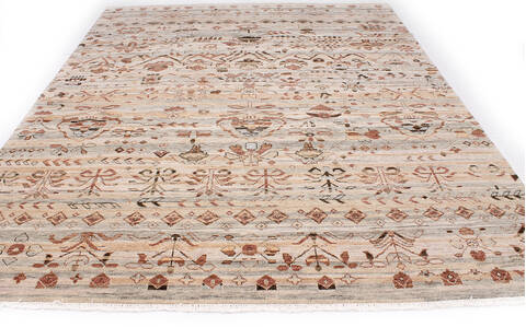 Geometric Beige Hand Knotted 80 X 100 Area Rug 700-147021 Image 2
