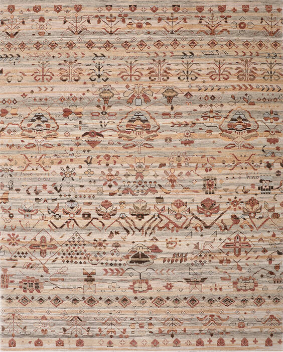 Geometric Beige Hand Knotted 80 X 100 Area Rug 700-147021 Image 0