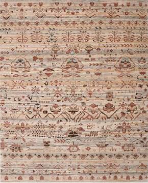 Geometric Beige Hand Knotted 8'0" X 10'0"  Area Rug 700-147021
