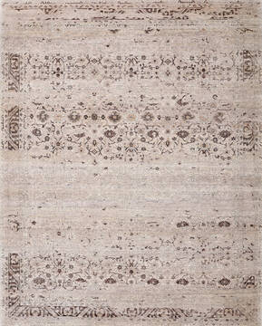 Geometric Grey Hand Knotted 8'0" X 10'0"  Area Rug 700-147025
