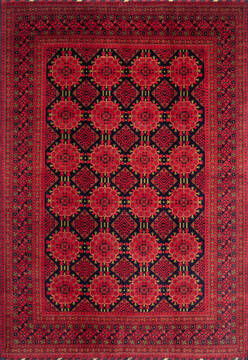 Afghan Khan Mohammadi Red Rectangle 6x9 ft Wool Carpet 147033