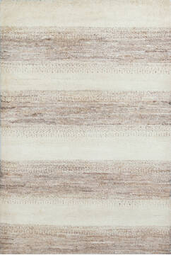 Moroccan White Hand Knotted 4'1" X 6'2"  Area Rug 700-147042
