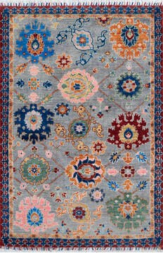 Chobi Grey Hand Knotted 4'0" X 5'11"  Area Rug 700-147047