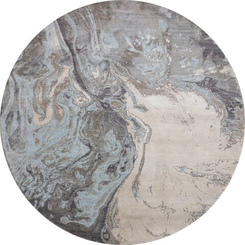 Jaipur Grey Round Hand Knotted 82 X 82 Area Rug 905-147055 Image 0