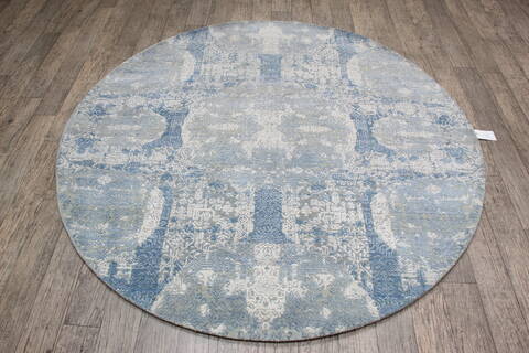 Jaipur Blue Round Hand Knotted 61 X 61 Area Rug 905-147060 Image 1