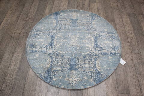 Jaipur Blue Round Hand Knotted 40 X 40 Area Rug 905-147061 Image 1
