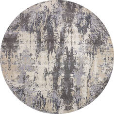 Indian Jaipur Grey Round 5 to 6 ft Wool and Raised Silk Carpet 147066