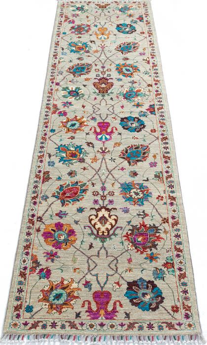 Chobi Grey Runner Hand Knotted 29 X 108 Area Rug 700-147082 Image 1