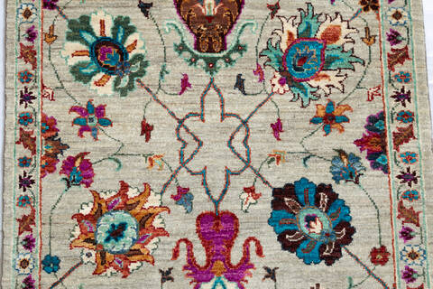 Chobi Grey Runner Hand Knotted 29 X 108 Area Rug 700-147082 Image 4