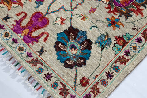 Chobi Grey Runner Hand Knotted 29 X 108 Area Rug 700-147082 Image 5