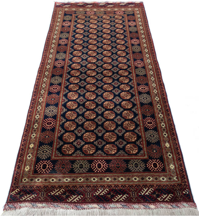 Bokhara Blue Runner Hand Knotted 27 X 68 Area Rug 700-147084 Image 1