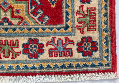 Kazak Red Runner Hand Knotted 20 X 59 Area Rug 700-147085 Image 3