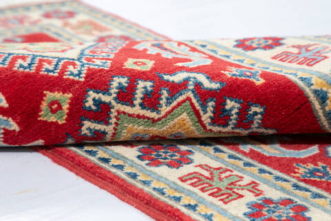 Kazak Red Runner Hand Knotted 20 X 59 Area Rug 700-147085 Image 5