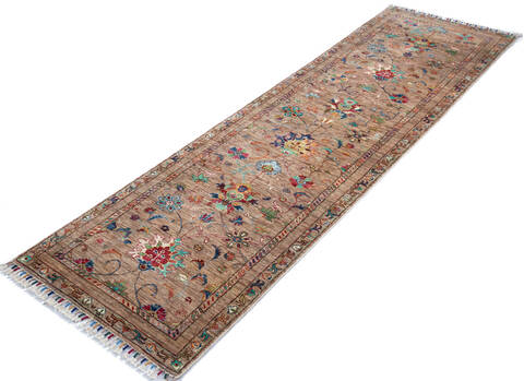 Chobi Beige Runner Hand Knotted 211 X 100 Area Rug 700-147089 Image 2