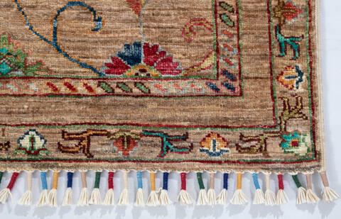 Chobi Beige Runner Hand Knotted 211 X 100 Area Rug 700-147089 Image 3