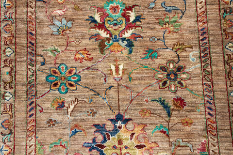 Chobi Beige Runner Hand Knotted 211 X 100 Area Rug 700-147089 Image 5