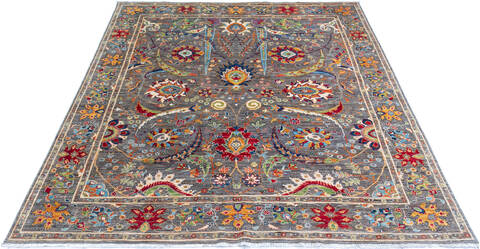 Chobi Grey Hand Knotted 710 X 98 Area Rug 700-147092 Image 1