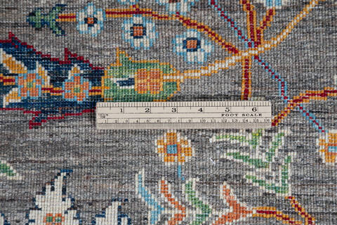 Chobi Grey Hand Knotted 710 X 98 Area Rug 700-147092 Image 9