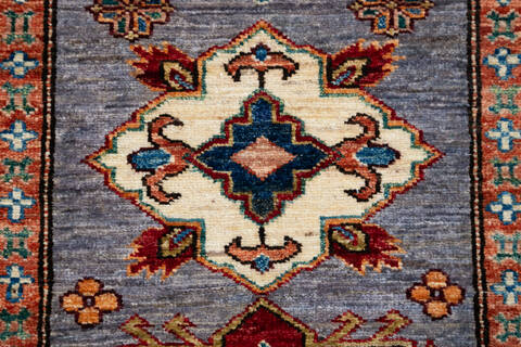 Kazak Grey Runner Hand Knotted 28 X 100 Area Rug 700-147094 Image 4