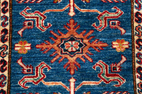 Kazak Blue Runner Hand Knotted 27 X 88 Area Rug 700-147095 Image 4