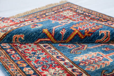 Kazak Blue Runner Hand Knotted 27 X 88 Area Rug 700-147095 Image 5