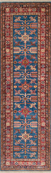 Kazak Blue Runner Hand Knotted 27 X 88 Area Rug 700-147095 Image 0