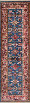 Afghan Kazak Blue Runner 6 to 9 ft Wool Carpet 147095